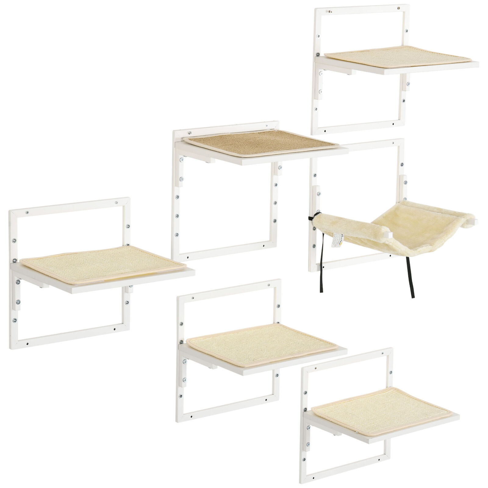 6 Modern Steel Cat Shelves with Hammock