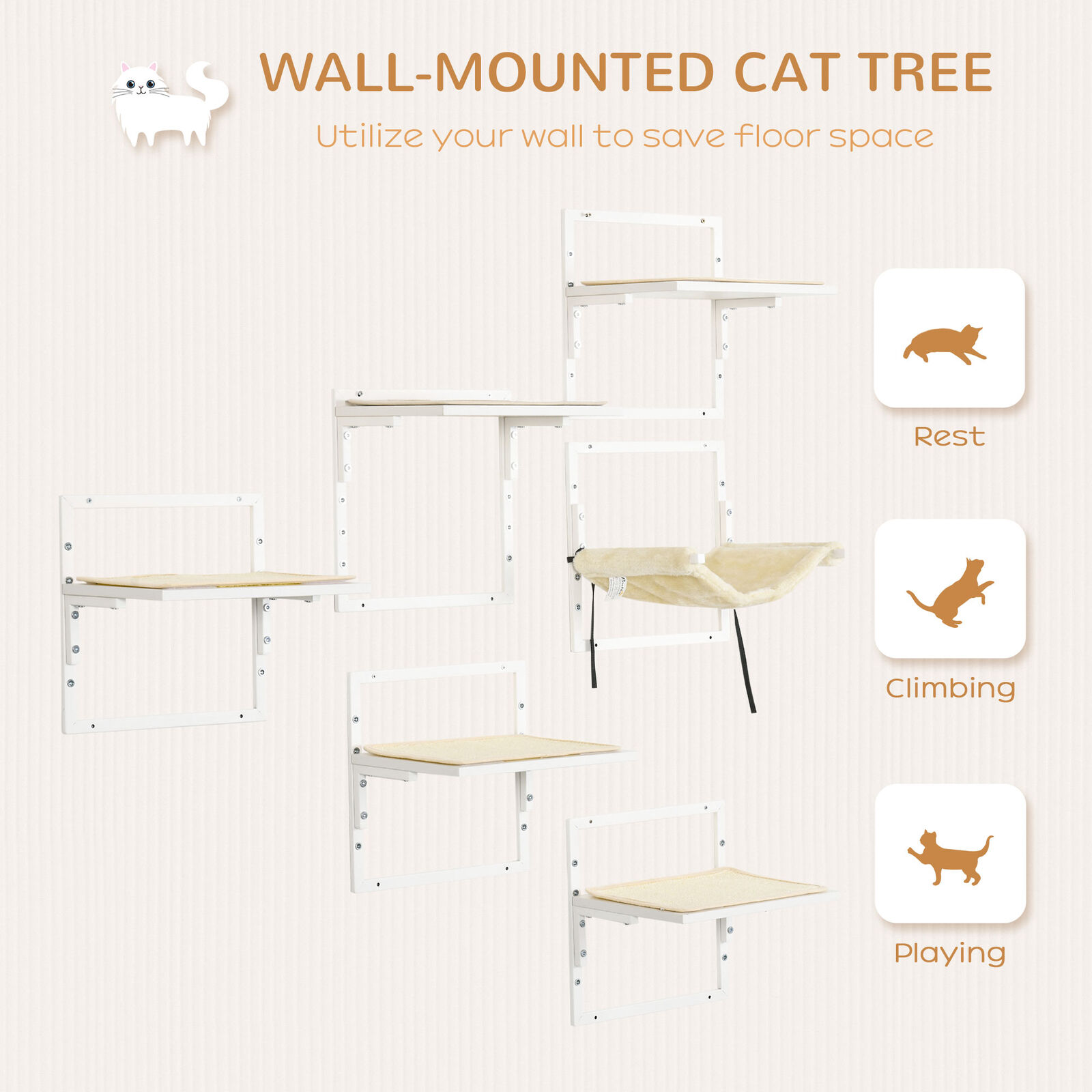 6 Modern Steel Cat Shelves with Hammock