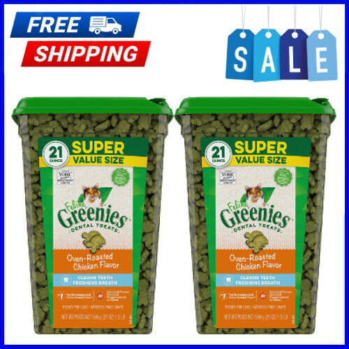 Feline Greenies Chicken-Flavor Cat Treat 21oz x2
