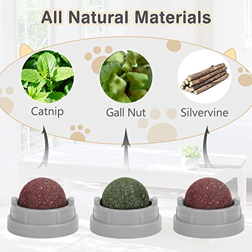 Wall-Mountable Catnip Ball Pack for Cats (Grey)