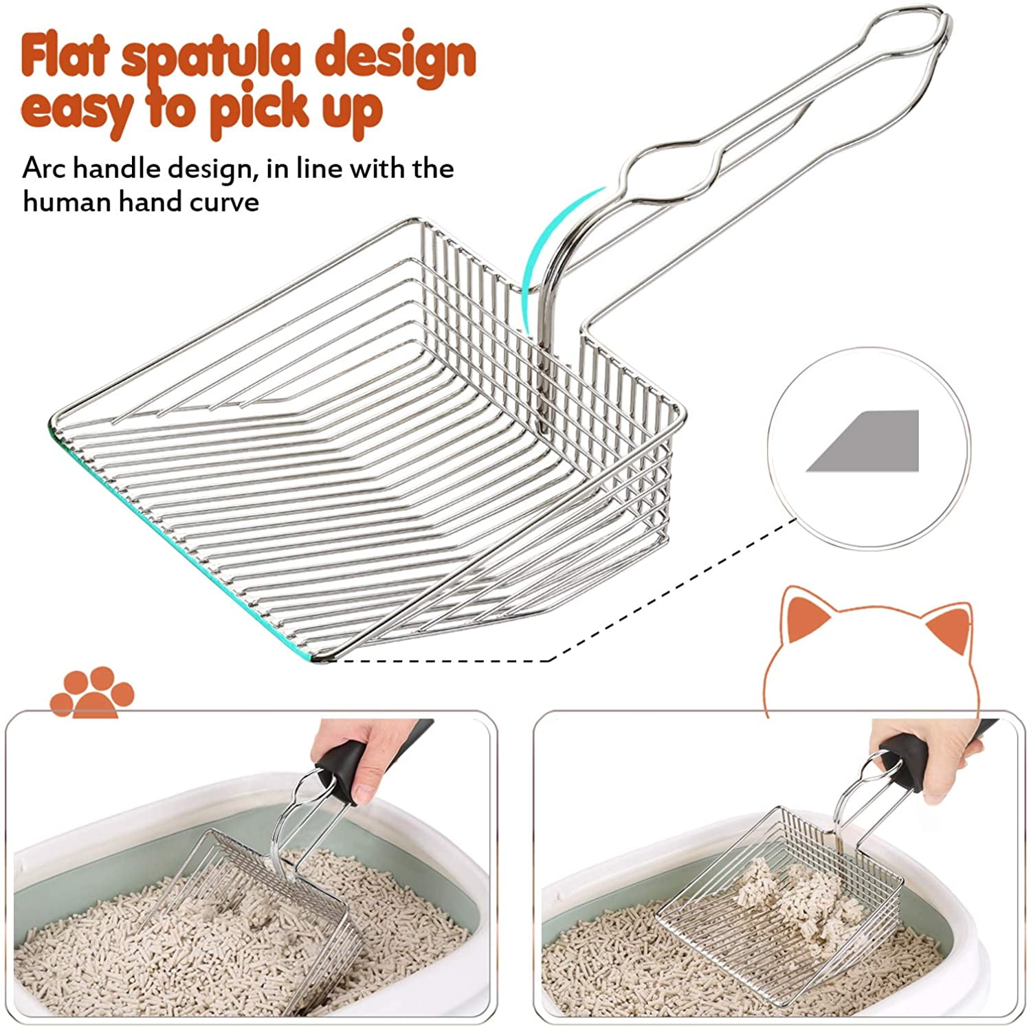 Durable Jumbo Cat Litter Scoop with Ergonomic Handle