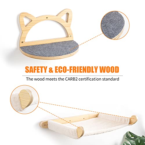 Cat Wall Shelves with Hammock and Climbing Steps