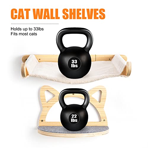 Cat Wall Shelves with Hammock and Climbing Steps