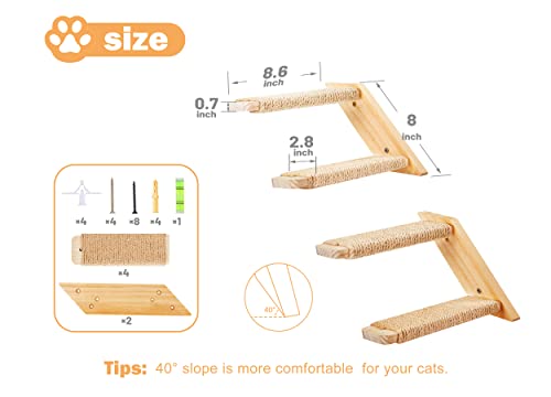Wall-Mounted Cat Stairway with Sisal Rope