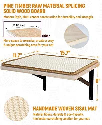 Handcrafted Floating Cat Shelf with Sisal Mat