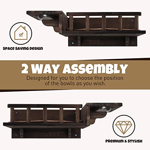 Wall-Mounted Cat Feeding Shelf with Elevated Bowls