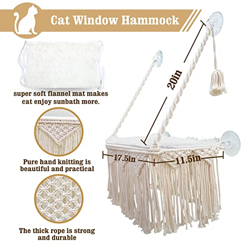 Macrame Cat Window Hammock with Suction Cups