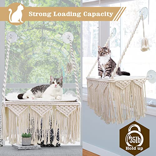 Macrame Cat Window Hammock with Suction Cups