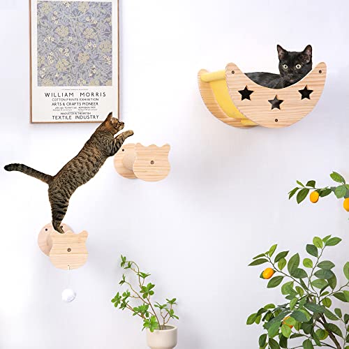 Wall-mounted Cat Climbing Hammock with Scratching Post