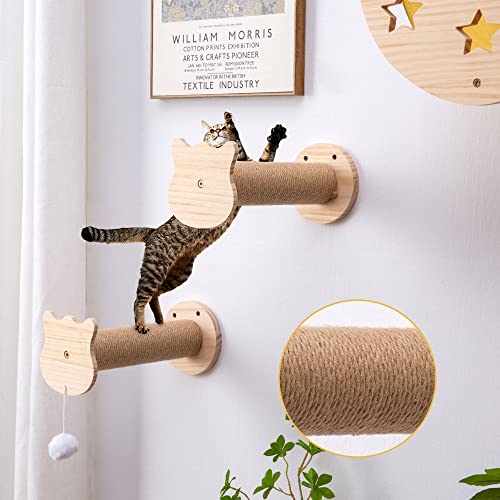 Wall-mounted Cat Climbing Hammock with Scratching Post