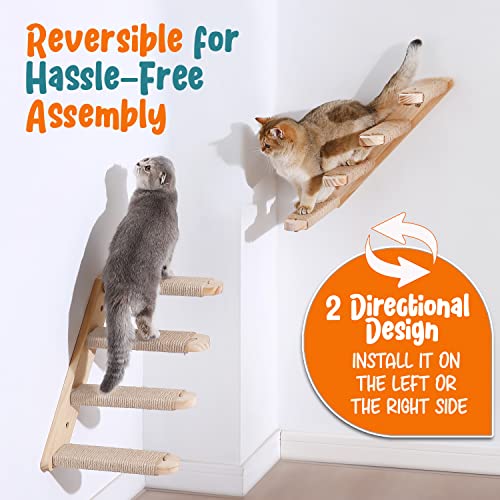 Wooden Cat Wall Shelves with Stairs
