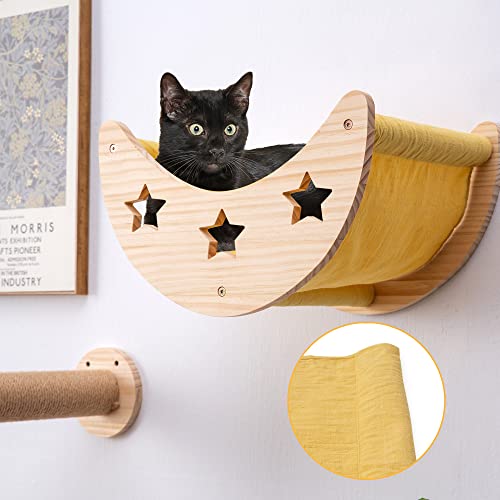 Wall-mounted Cat Climbing Hammock with Scratching Post