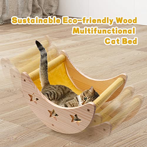 Wall-mounted Cat Climbing Hammock with Scratching Post