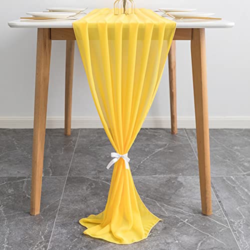 Yellow Chiffon Table Runner for Wedding Decor 11.8" x 108.3