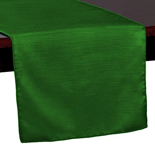 Reversible Shantung Satin Table Runner Set, Emerald Green
