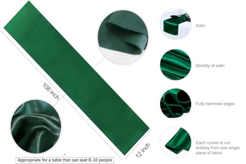 Pack of 30 Bright Silk Satin Table Runners - Emerald Green