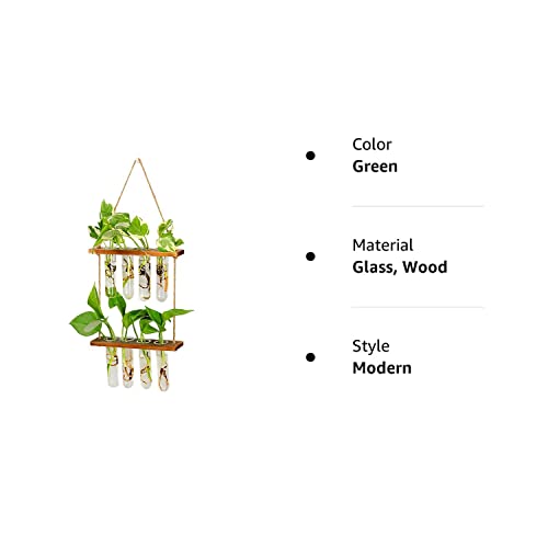 Wall Hanging Planter, 2 Tiered Plant Propagation Stations Plant Terrarium with Wooden Stand, Glass Planter Test Tube Vase for Propagating Hydroponic Plants Home Office Garden Decor-8 Bulb Vase