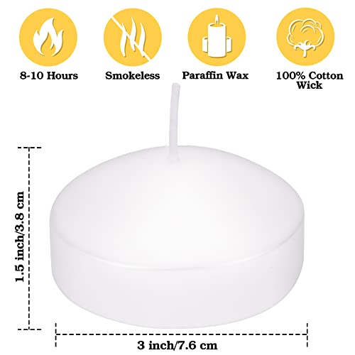 72 Pack 3 Inch Floating Candles for Centerpieces, 3 Inch Long Lasting Small Unscented White Floating Candle for Wedding, Birthday, Holiday & Home Decoration