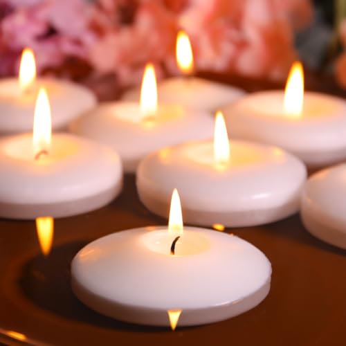 3 inch White Floating Candles, 48 Packs Unscented Floating Candles for Centerpieces-10 Hours Burn Time-3” Floating Tealight Candles for Cylinder Vases, Pool, Wedding, Party, Valentine's Day