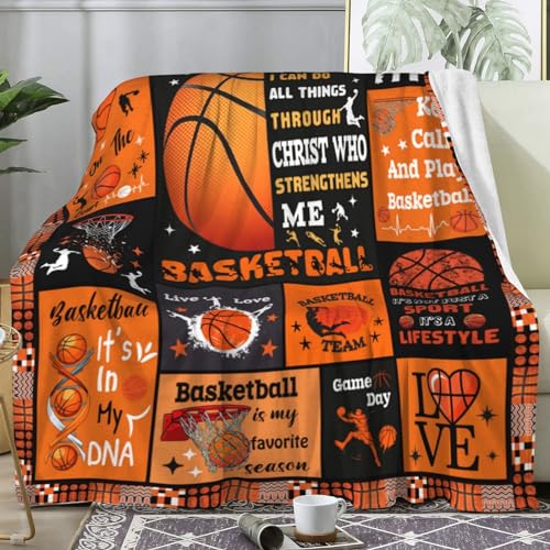 Sport Basketball Blanket Gifts for Boys Girls Women Men Basketball Lovers,Flannel Basketball Blankets and Throws for Bed Bedding Sofa Outdoor All Season 50"x40"
