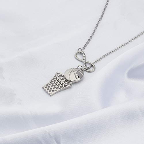 FUSTMW Basketball Necklace Basketball Hoop Pendant Basketball Lover Players Gifts Basketball Jewelry Team Gifts (Basketball Y Necklace)