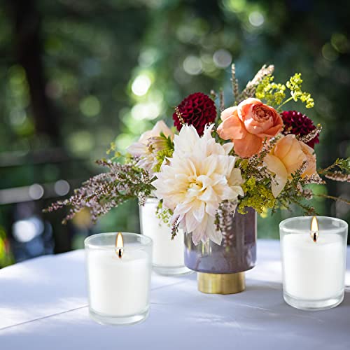 48 White Votive Candles in Clear Glass - Wedding, Event, Garden Gift