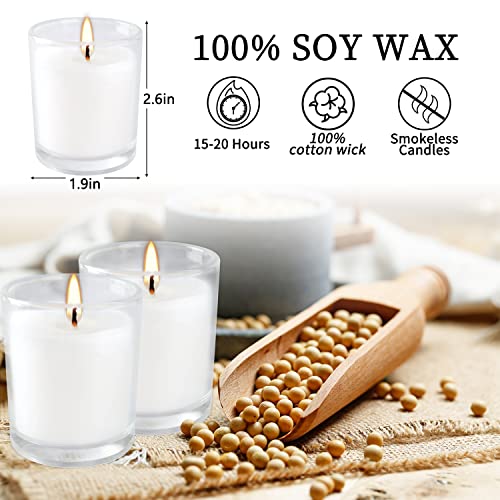 48 White Votive Candles in Clear Glass - Wedding, Event, Garden Gift