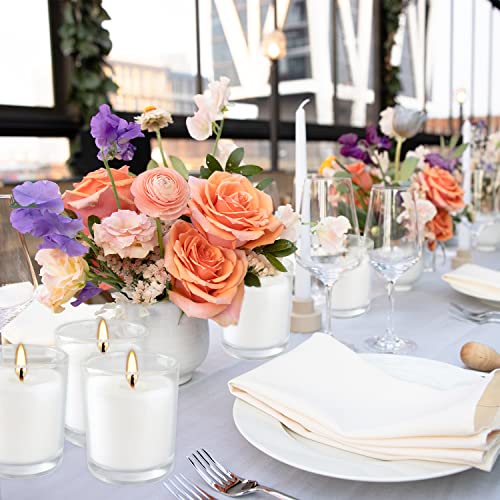 48 White Votive Candles in Clear Glass - Wedding, Event, Garden Gift