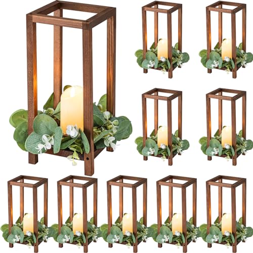 10 Pcs Wooden Candle Lantern Wedding Centerpiece Decor