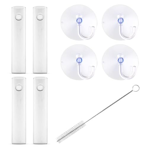 Window Propagation Stations (Set of 4) | Easy to Install Plant Propagation Tubes with Suction Cups - No Nails | Hanging Propagation Station | Gifts for Plant Lovers | Hanging Terrarium