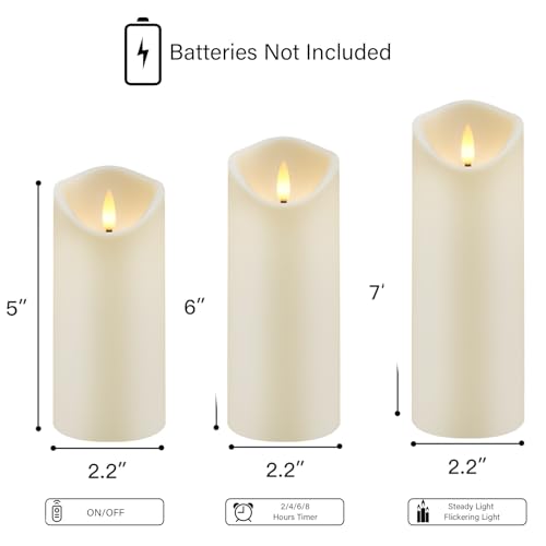 Set of 9 Flickering Flameless LED Pillar Candles