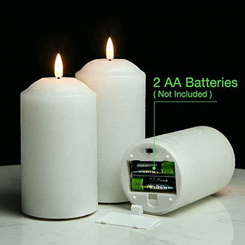 White wax LED candles with remote, set of 3