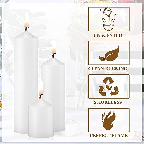 36pcs White Pillar Candles Set for Wedding, Event