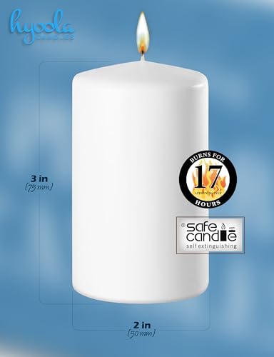 24 Pack White Pillar Candles - European-Made Unscented