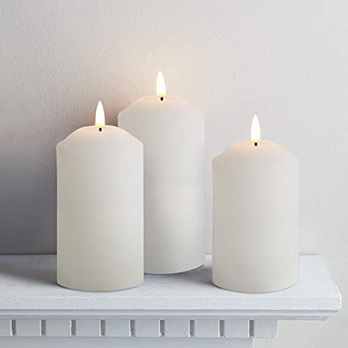 White wax LED candles with remote, set of 3