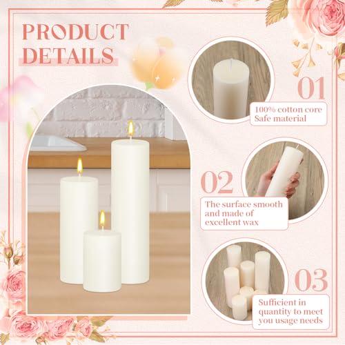 48 Pcs Assorted Ivory Pillar Candle Set