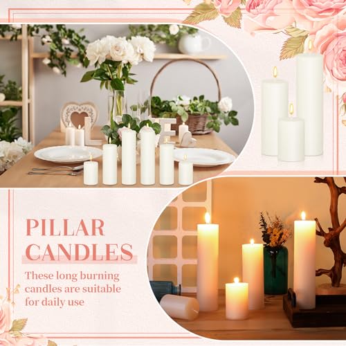 48 Pcs Assorted Ivory Pillar Candle Set