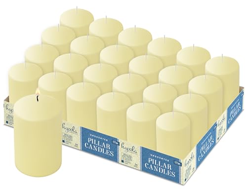 24 Pack Ivory Pillar Candles - European Made
