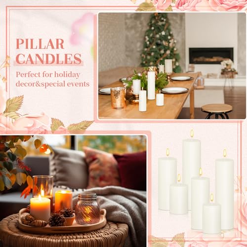 48 Pcs Assorted Ivory Pillar Candle Set