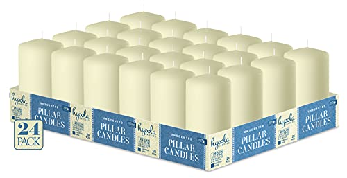 24 Pack Ivory Pillar Candles - European Made