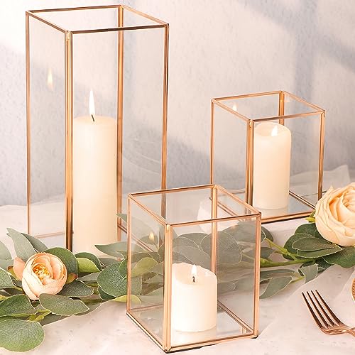 Champagne Gold Glass Hurricane Candle Holders for Weddings