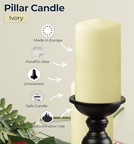 24 Pack Ivory Pillar Candles - European Made