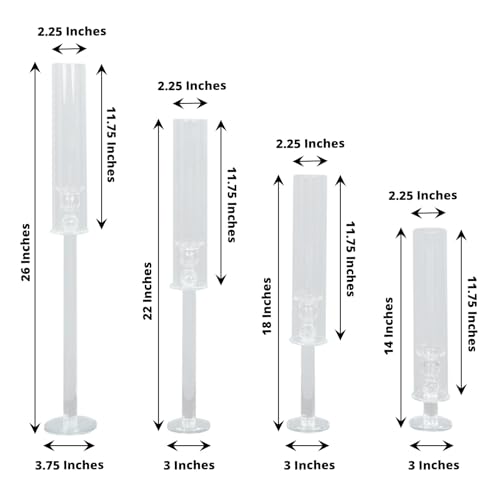Set of 4 Clear Crystal Glass Candle Holders