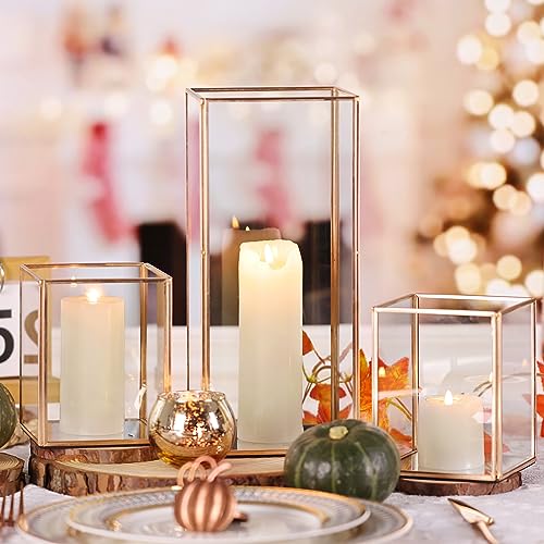 Champagne Gold Glass Hurricane Candle Holders for Weddings