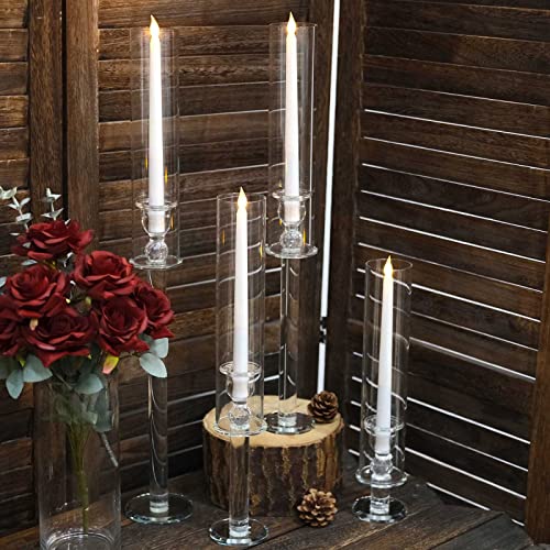 Set of 4 Clear Crystal Glass Candle Holders