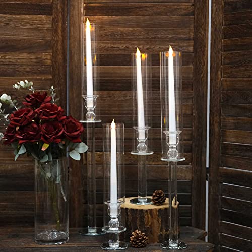 Set of 4 Clear Crystal Glass Candle Holders