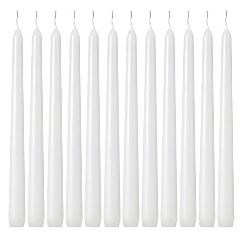 24 White 10 inch Taper Candles, Long Burning