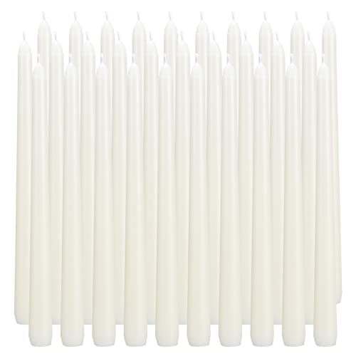 30 Pack Ivory Taper Candles, 10 inch, Dripless