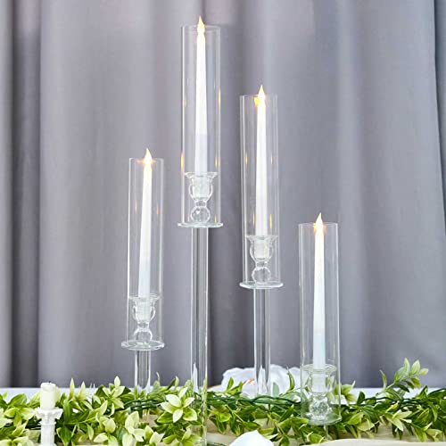 Set of 4 Clear Crystal Glass Candle Holders