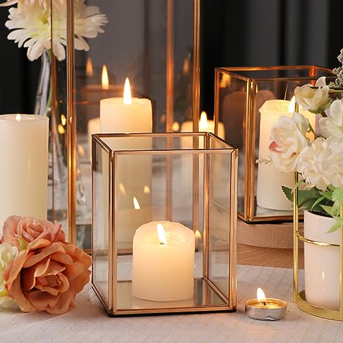 Champagne Gold Glass Hurricane Candle Holders for Weddings